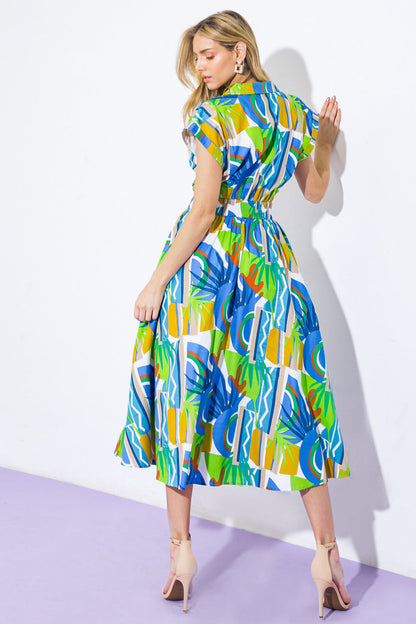 SUMMER MIRAGE WOVEN MIDI DRESS