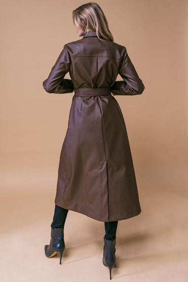 WHAT A WONDERFUL DAY LEATHER MIDI COAT