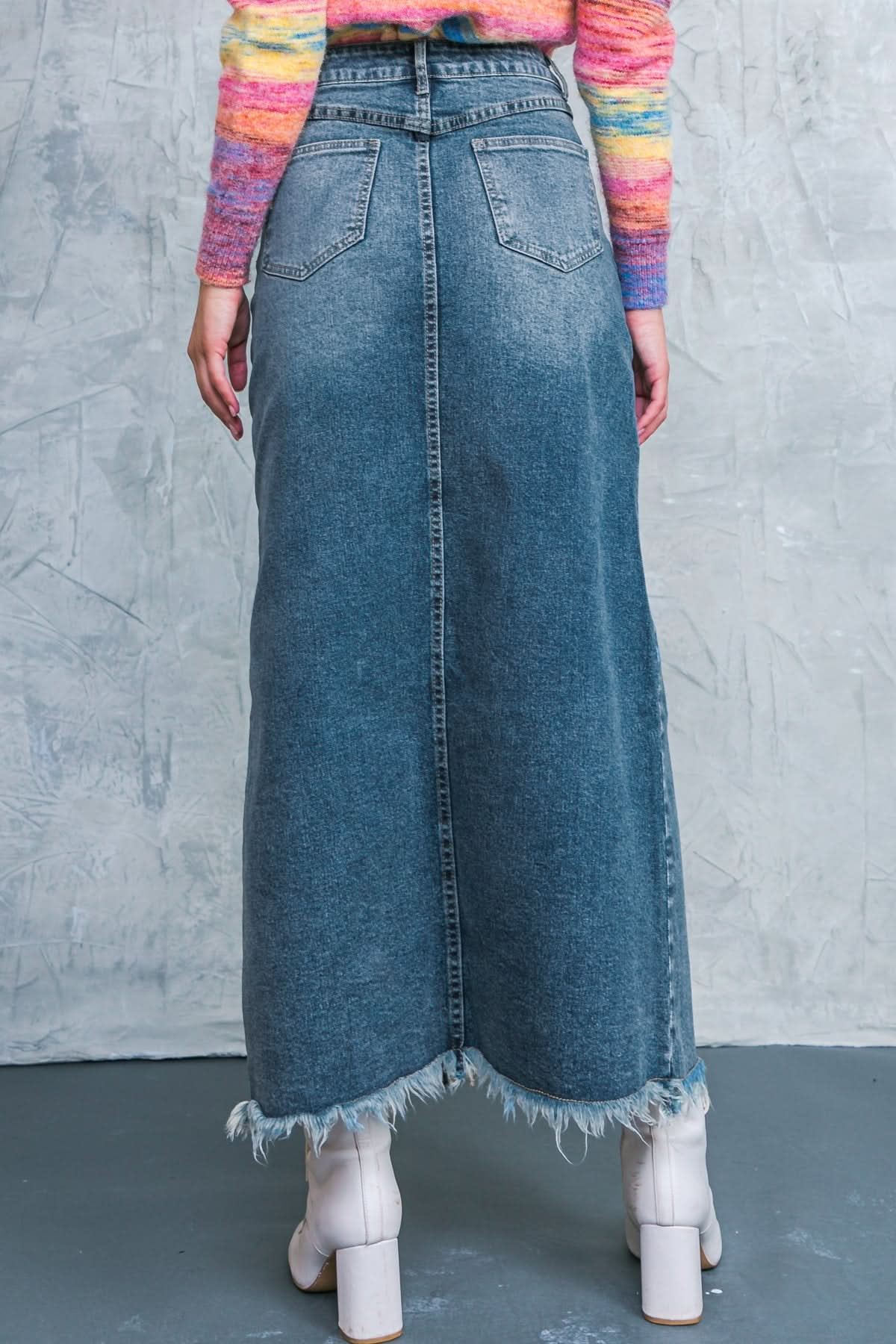 DENIM DREAMS HIGH-SLIT SKIRT