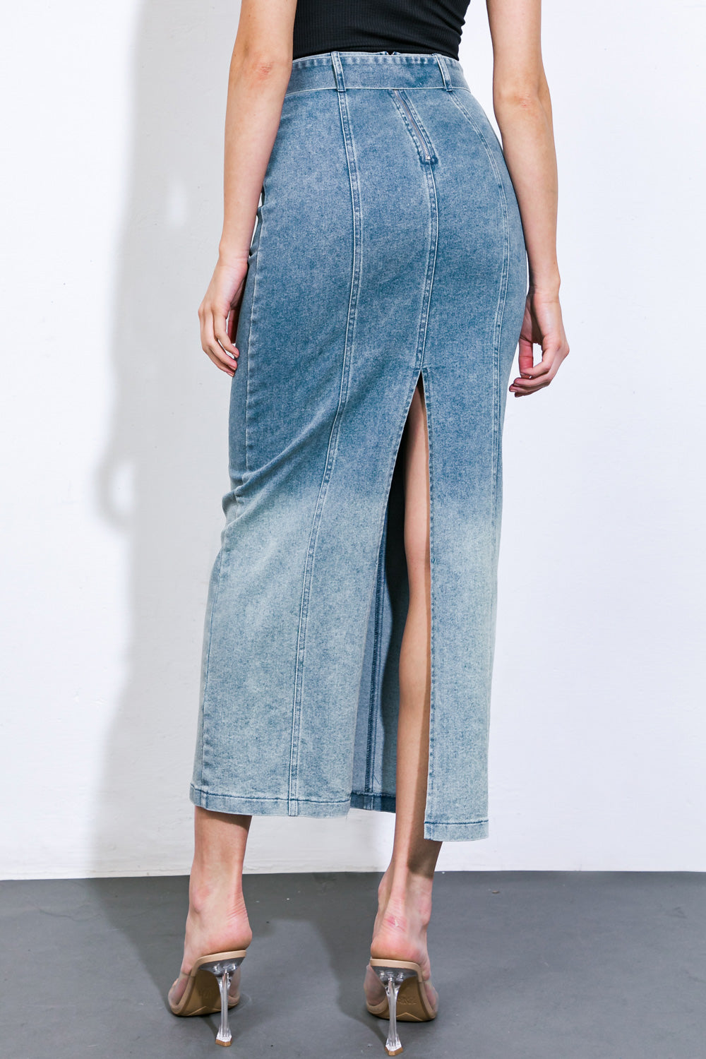 THE GRASS IS GREENER DENIM MIDI SKIRT Flying Tomato