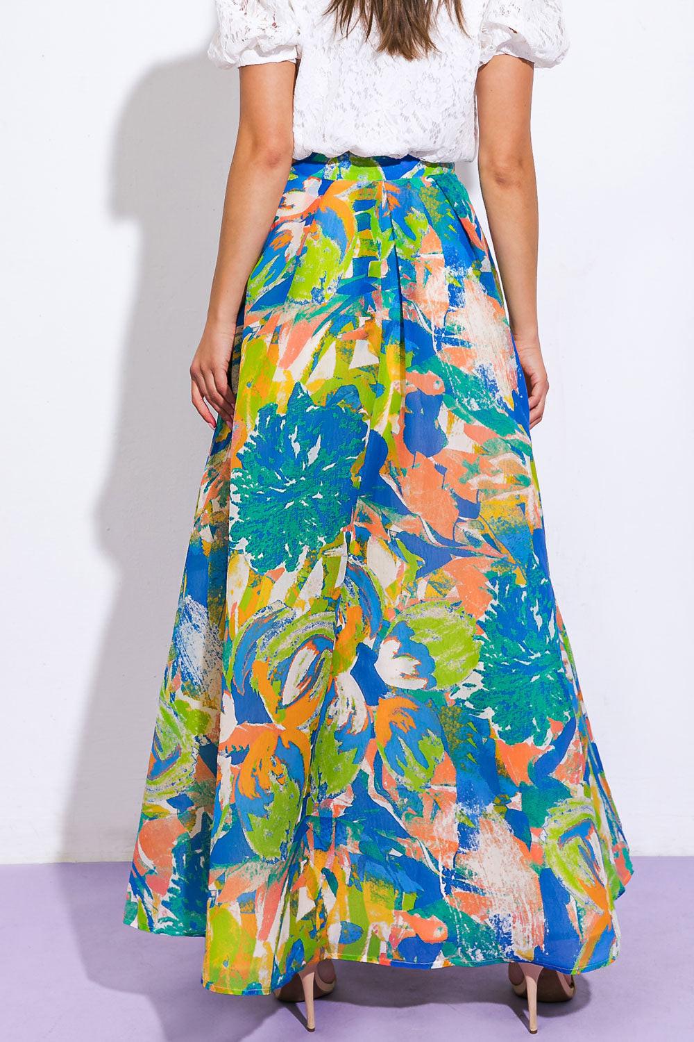 Flying Tomato Coastal Chic Woven Maxi Skirt, close-up of the intricate woven fabric texture. Highlights quality craftsmanship