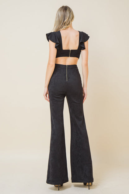 SENSATIONAL SWEETHEART SUEDE JUMPSUIT