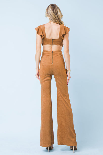 SENSATIONAL SWEETHEART SUEDE JUMPSUIT