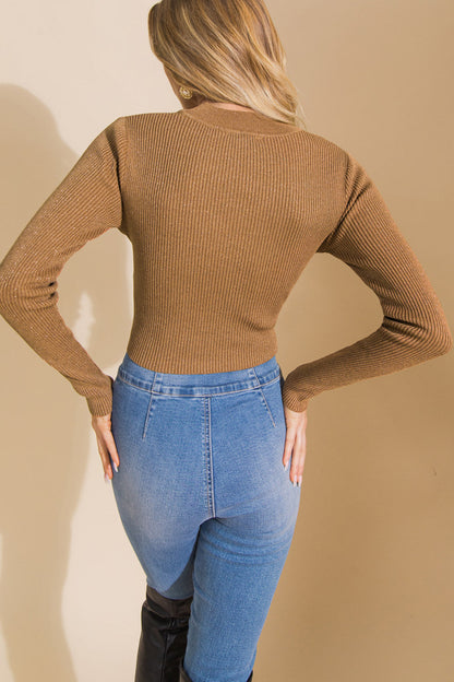 DEVOTION METALLIC SWEATER CROP TOP