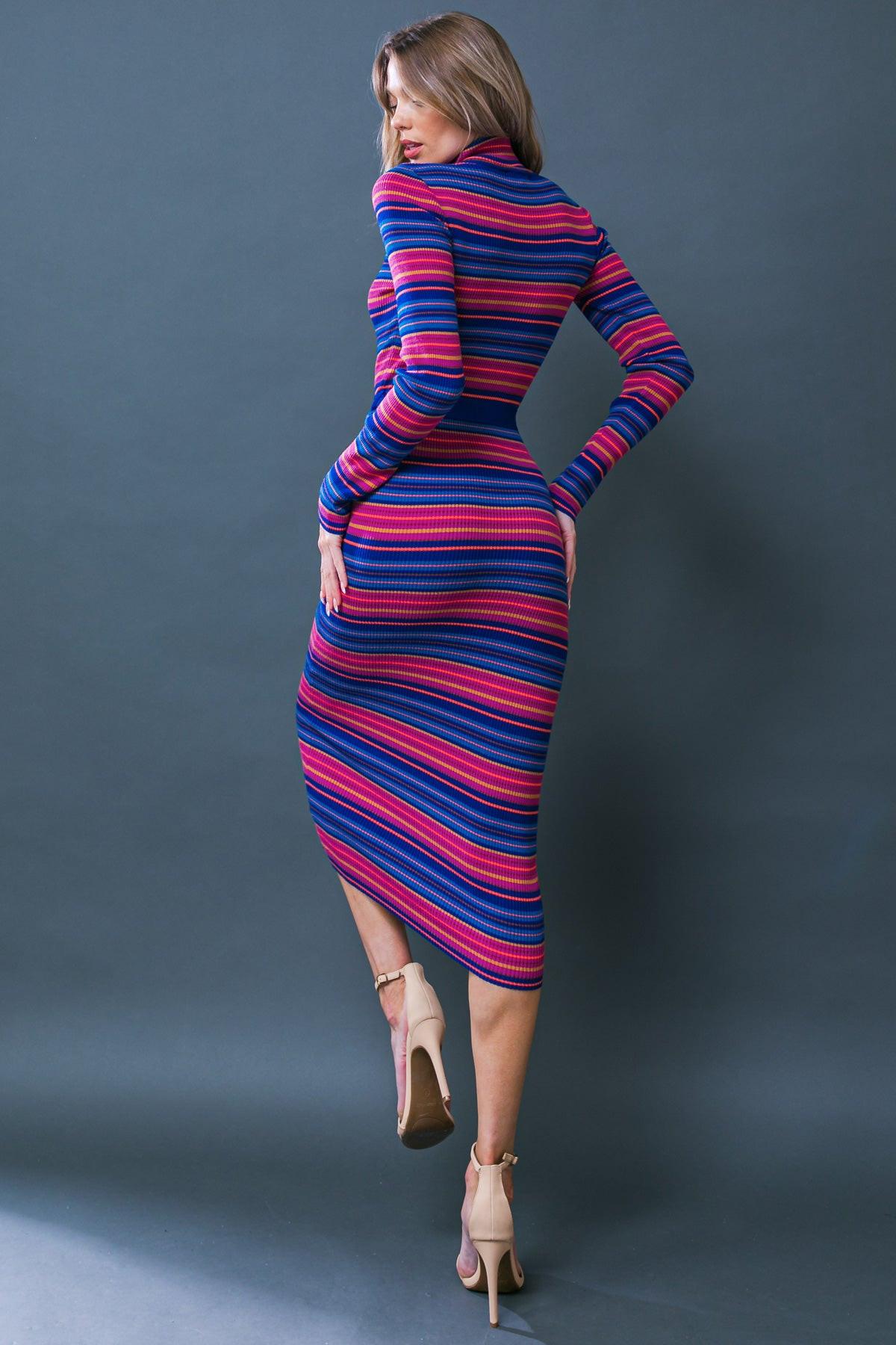 Close-up of the Flying Tomato NOTEWORTHY SHINE SWEATER MIDI DRESS fabric, highlighting its subtle shimmer and soft texture.