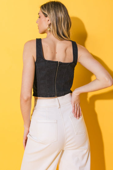 ALL AHEAD DENIM CROP TOP