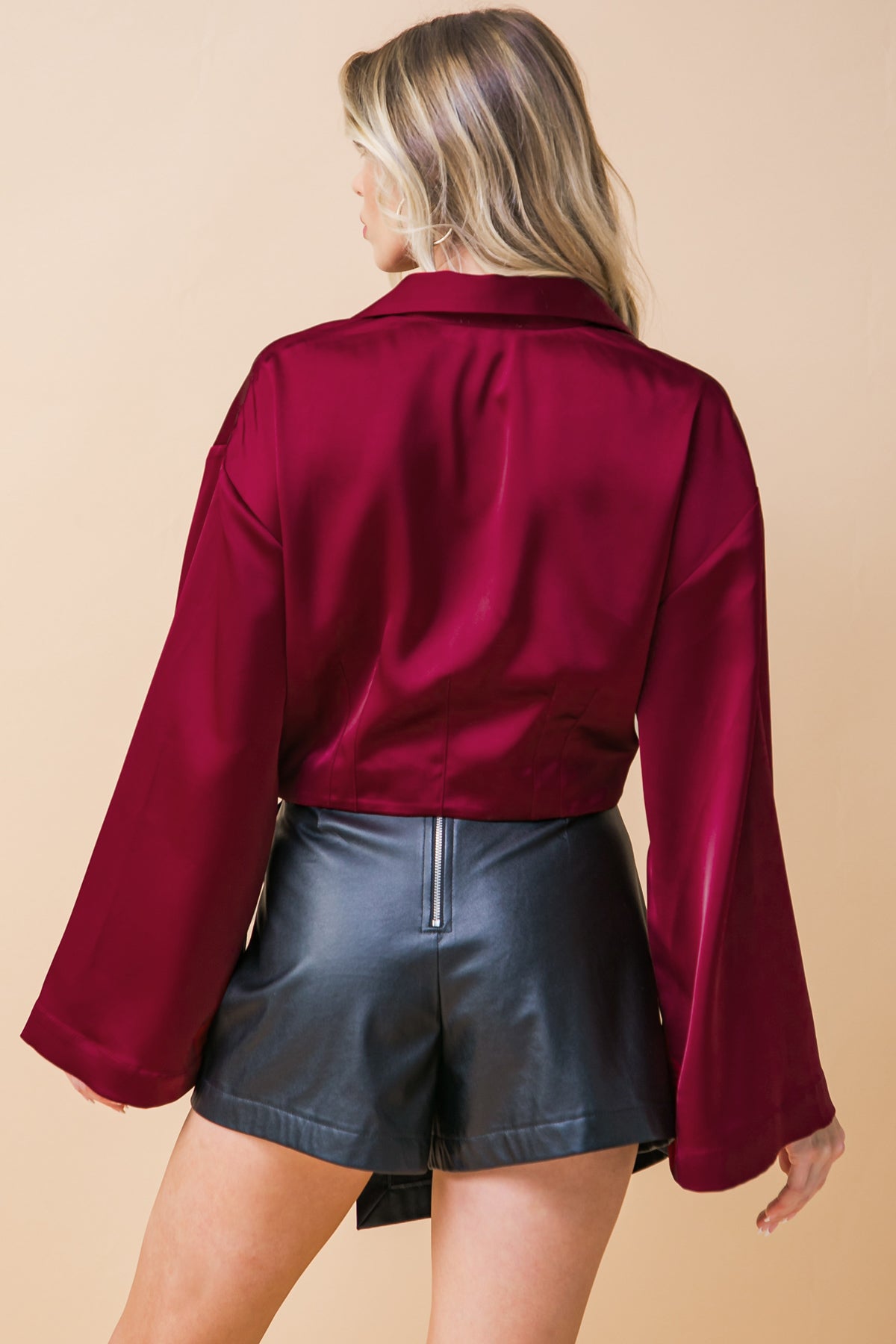 POWERFUL CHARM WOVEN SATIN TOP Flying Tomato