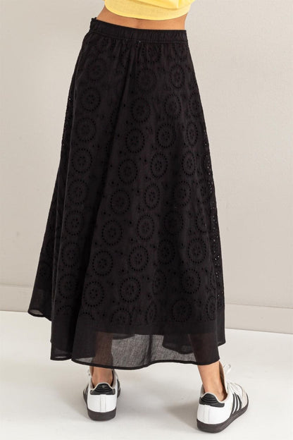 HYFVE Eyelet High-Waist Midi Skirt.