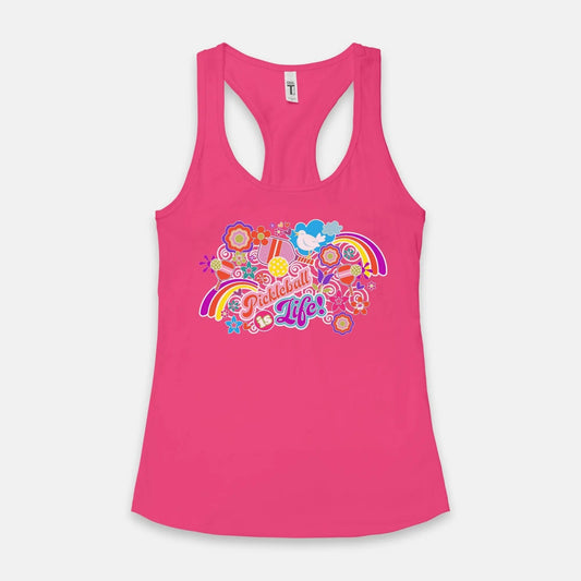 Women Pickleball Enthusiast Racerback Tank Top Raspberry Katherine Way