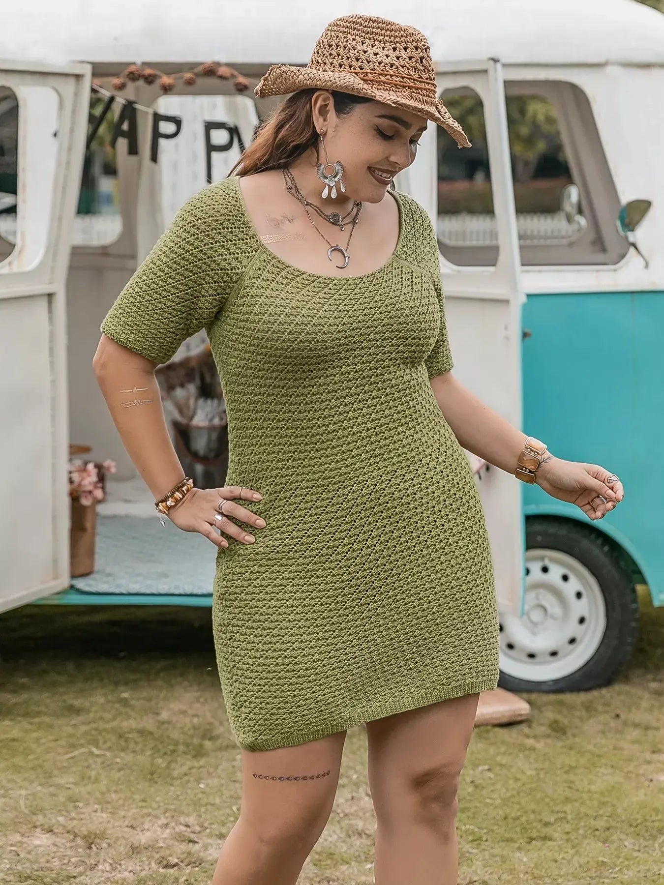 Plus Size Textured Knit Mini Dress Simply Love