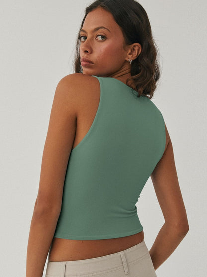 Round Neck Cropped Tank.