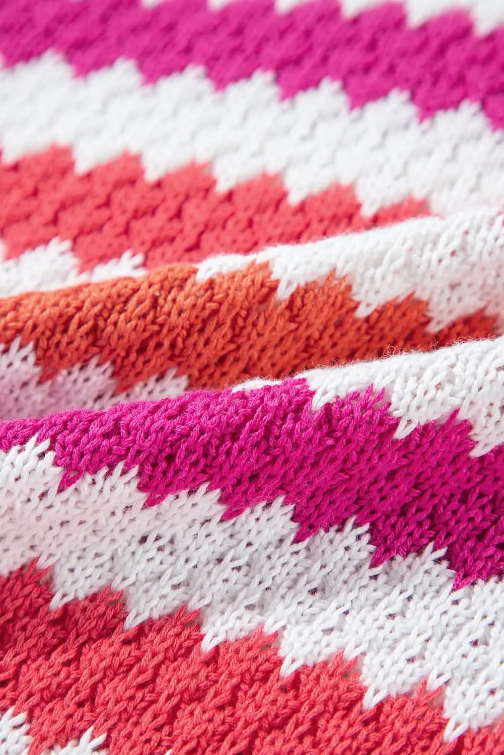 Pink Stripe V Neck Drop Shoulder Plus Size Sweater - Love Salve 