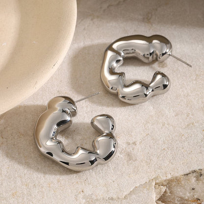 Stainless Steel C-Hoop Earrings.