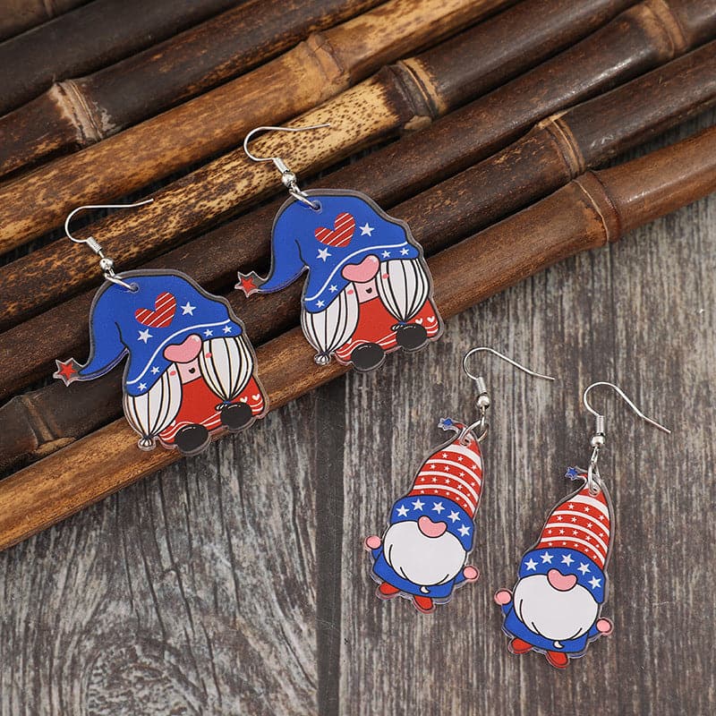 2 Pair Acrylic Gnome Earrings.