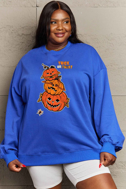 Simply Love Full Size TRICK OR TREAT Graphic Sweatshirt.