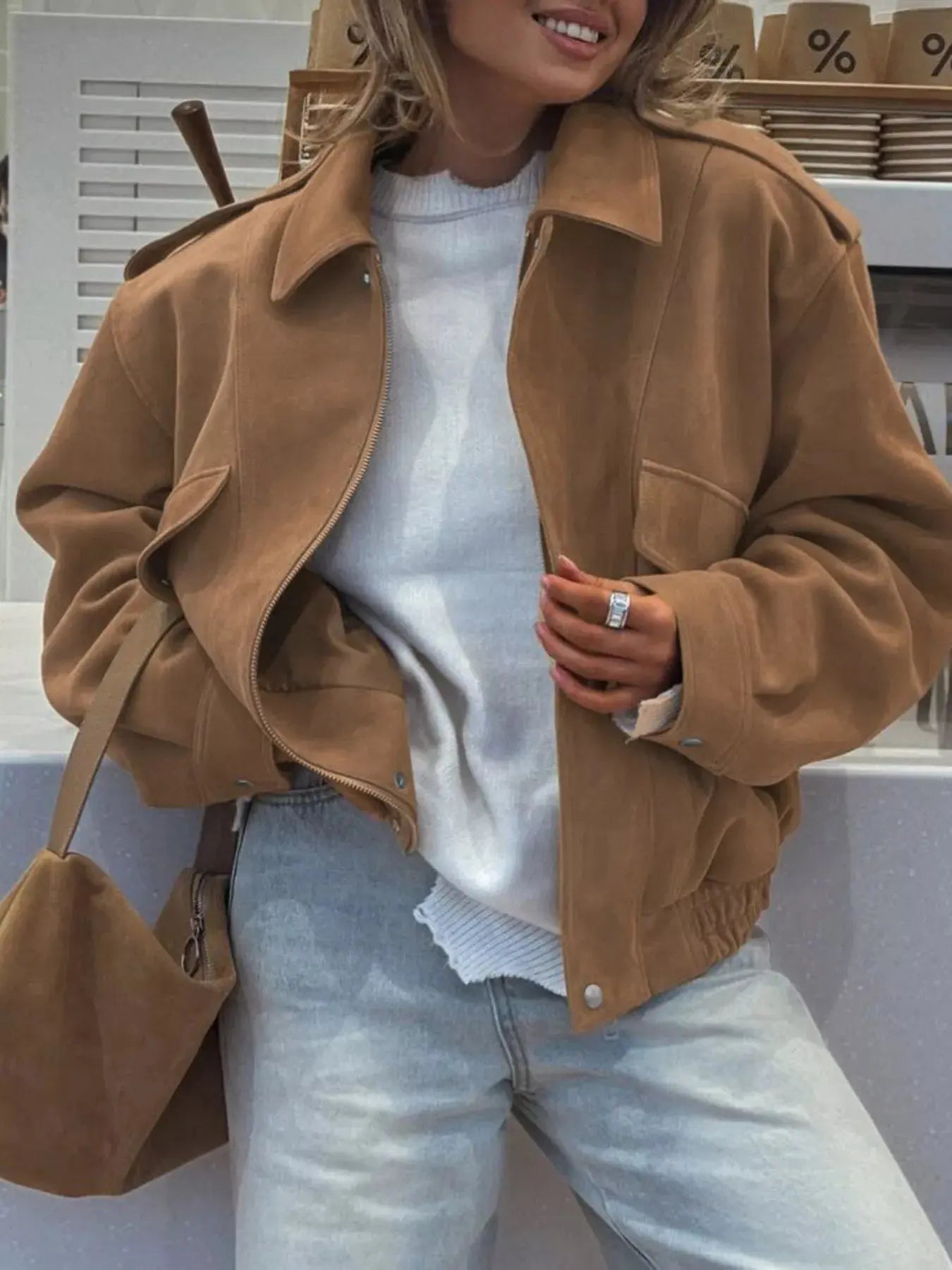 Zip Up Oversized Jacket Simply Love