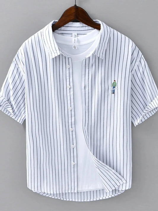 Men's Plus Size Striped Button Up Long Sleeve Shirt Simply Love