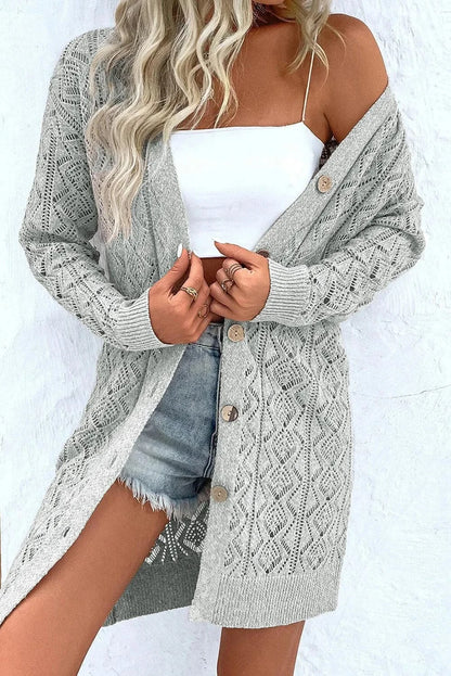 Openwork long sleeve cardigan