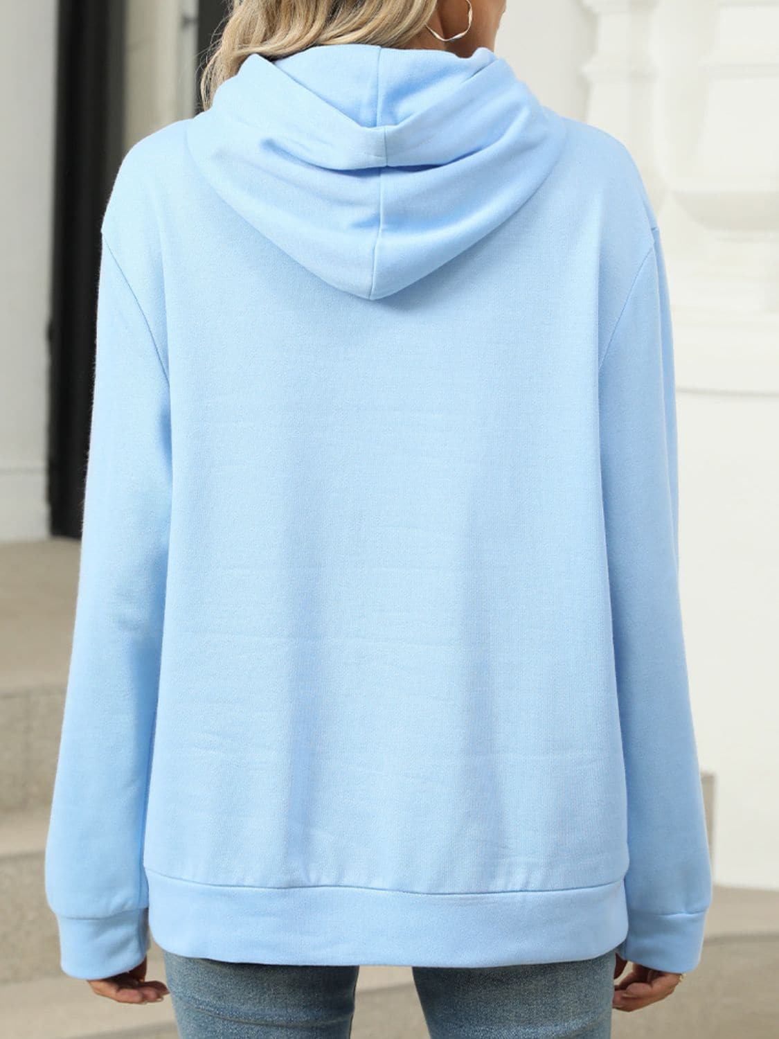 Sheer pocketed long sleeve hoodie with a cozy fit