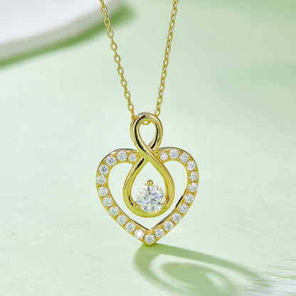 1 Carat Moissanite 925 Sterling Silver Heart Shape Necklace.