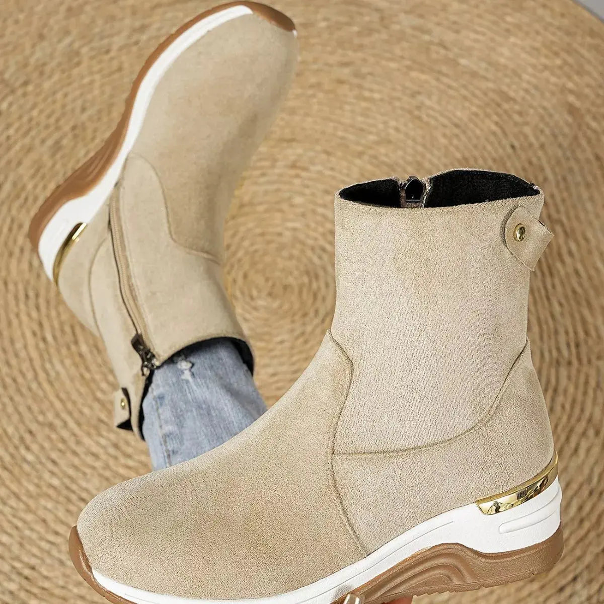 Suede Ankle Boots with Wedge Heel Simply Love