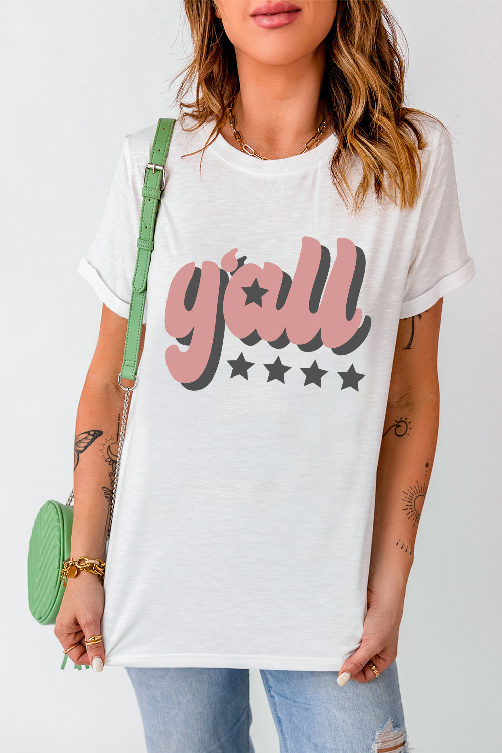 Y'ALL Graphic Round Neck Tee Simply Love