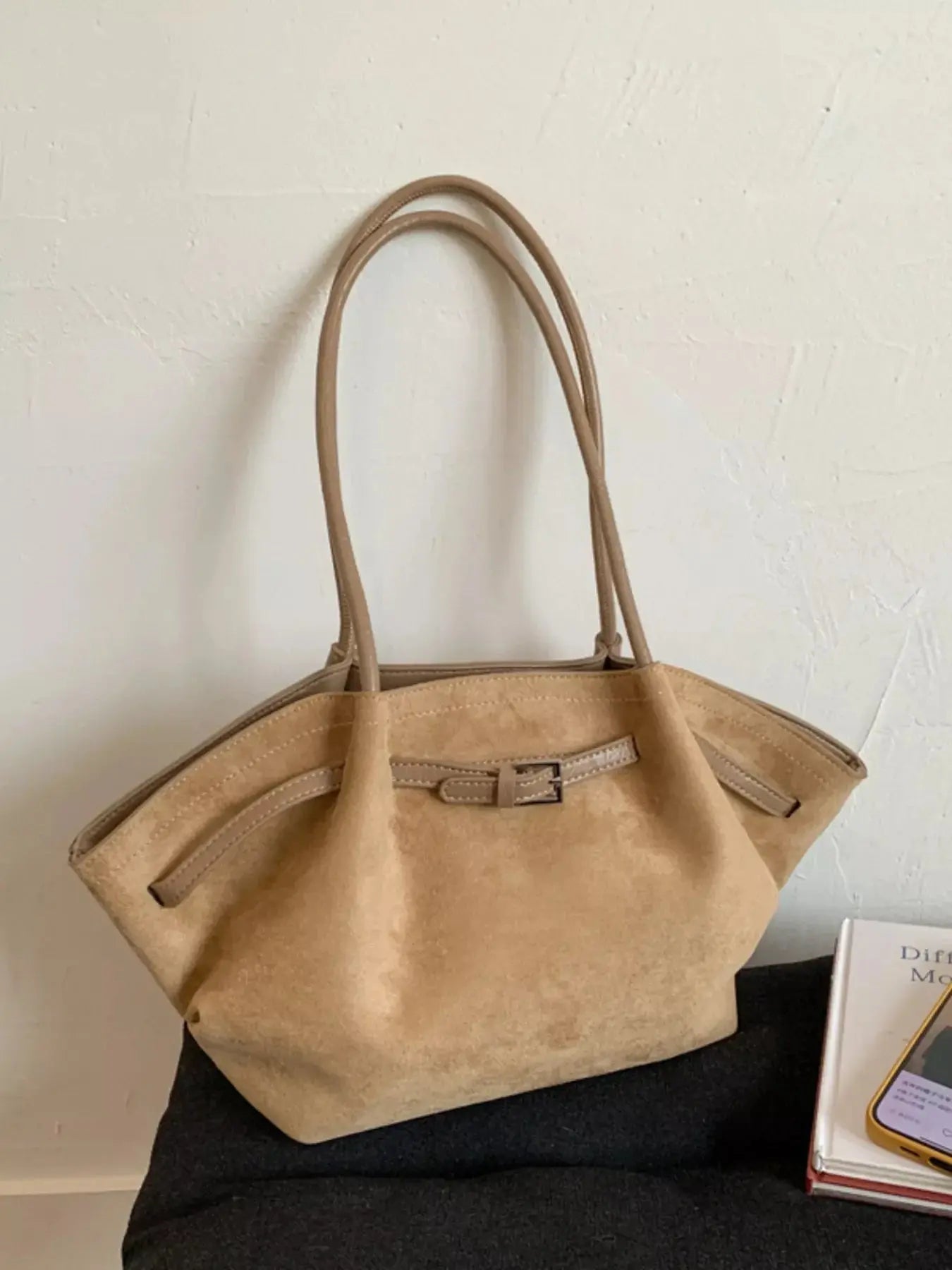 Solid Color Buckle Tote Bag Simply Love