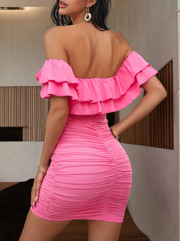 Off-Shoulder Ruffle Bodycon Dress