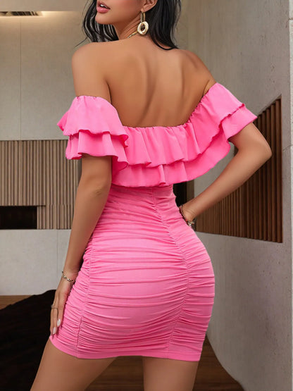 Off-Shoulder Ruffle Bodycon Dress