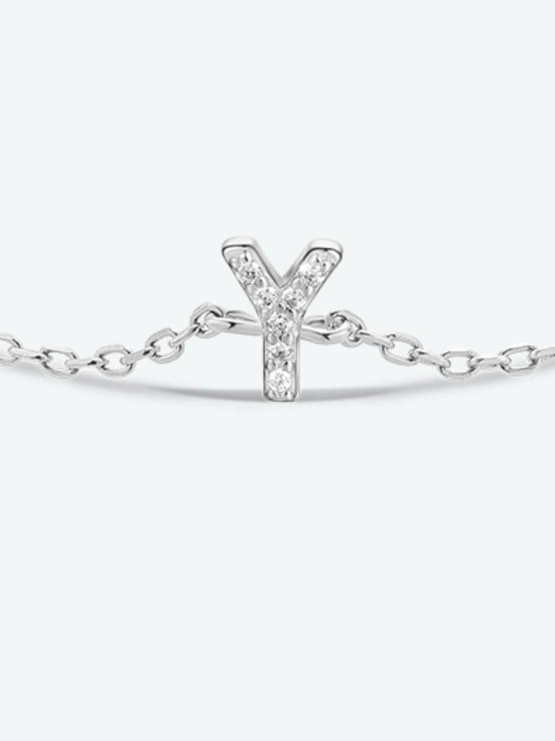 V To Z Zircon 925 Sterling Silver Bracelet.