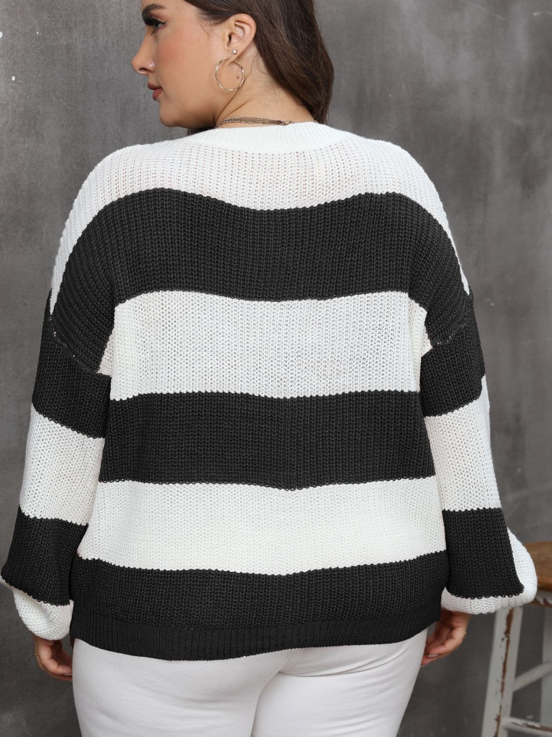 Chic plus size striped sweater