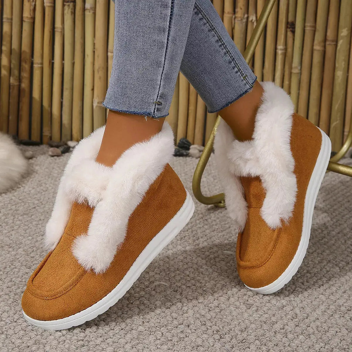 Cozy Fuzzy Trim Ankle Boots Simply Love