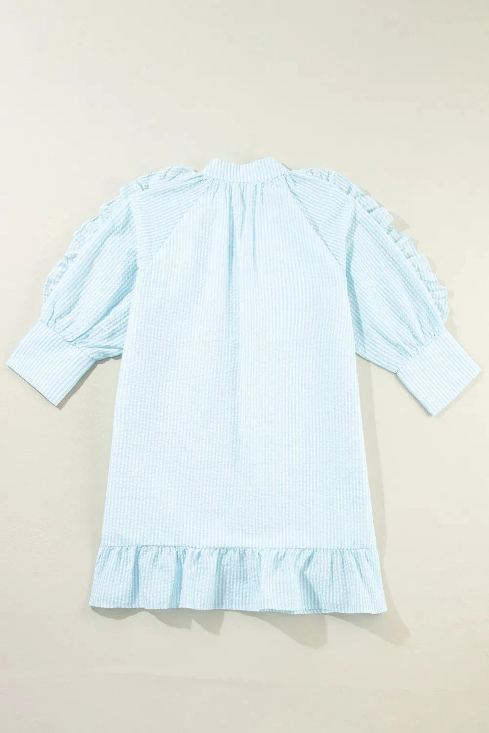 Striped Notched Three-Quarter Sleeve Dress.