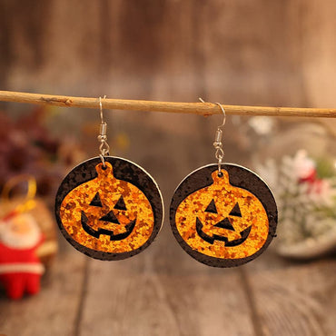 PU Leather Pumpkin Earrings.