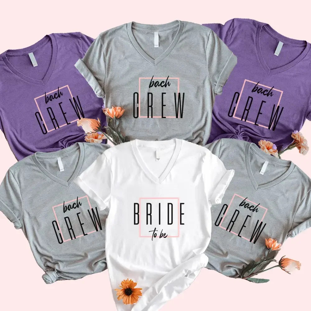 Adorb.co white Bride To Be bachelorette party V-neck T-shirt with elegant black script font, shown from the front.