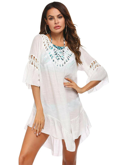 Backless Cutout Three-Quarter Sleeve Cover Up - Love Salve