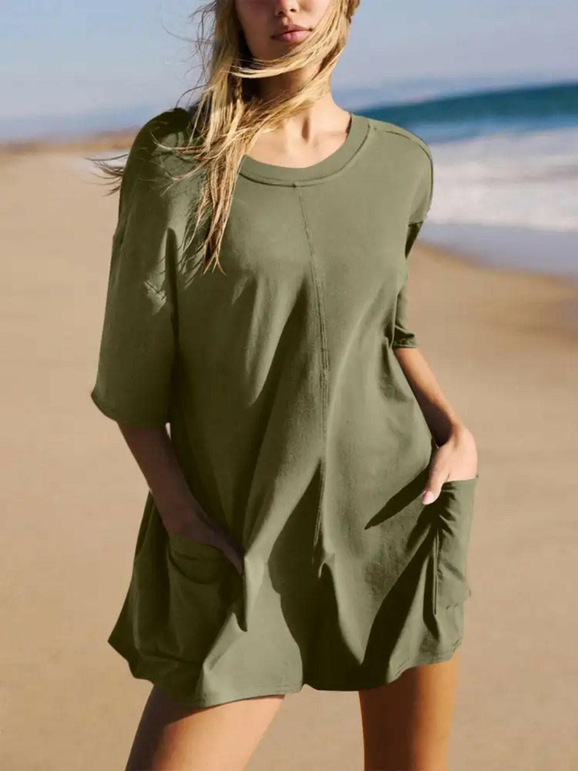 Backless Round Neck Half Sleeve Romper - Love Salve