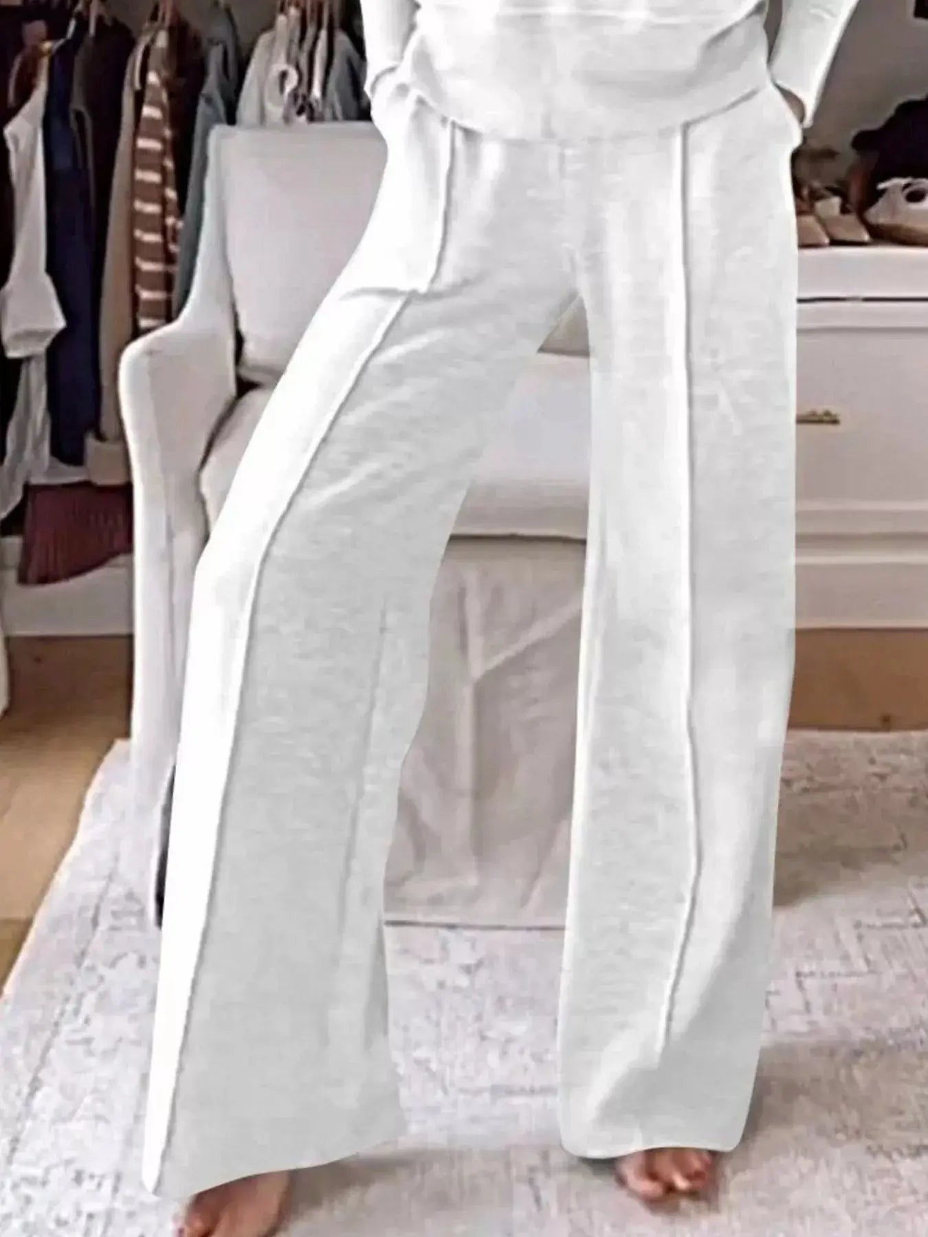 Full Size Cozy V-Neck Top and Pants Set Plus Size Simply Love