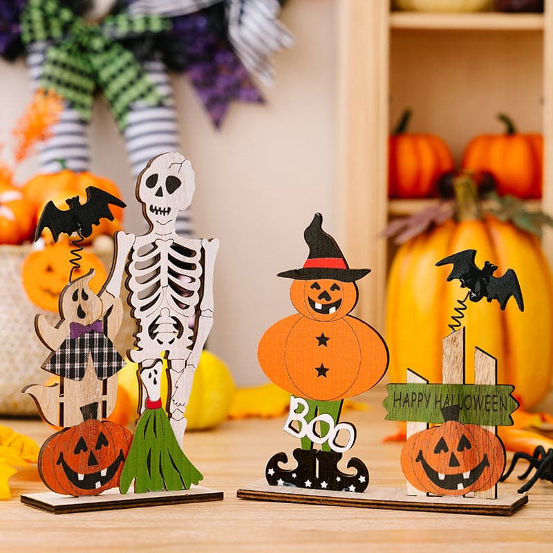 Charming 2-piece Halloween wooden decor set