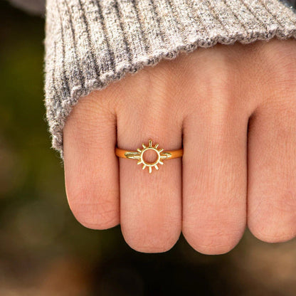 Sun Shape 18K Gold-Plated Ring.