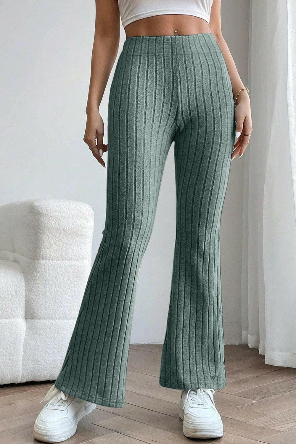 Elevate Your Wardrobe with Ribbed High Waist Flare PantsElevate Your Wardrobe with Ribbed High Waist Flare Pants
 Upgrade your style effortlessly with our Ribbed High Waist Flare Pants, the ultimate versatile piece designLove Salve Ribbed High Waist Flare PantsTIKTOK