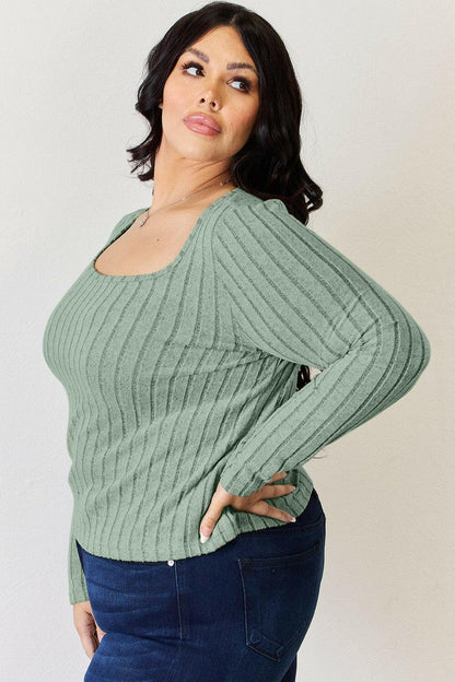 Basic Bae Full Size Ribbed Long Sleeve T-Shirt - Love Salve