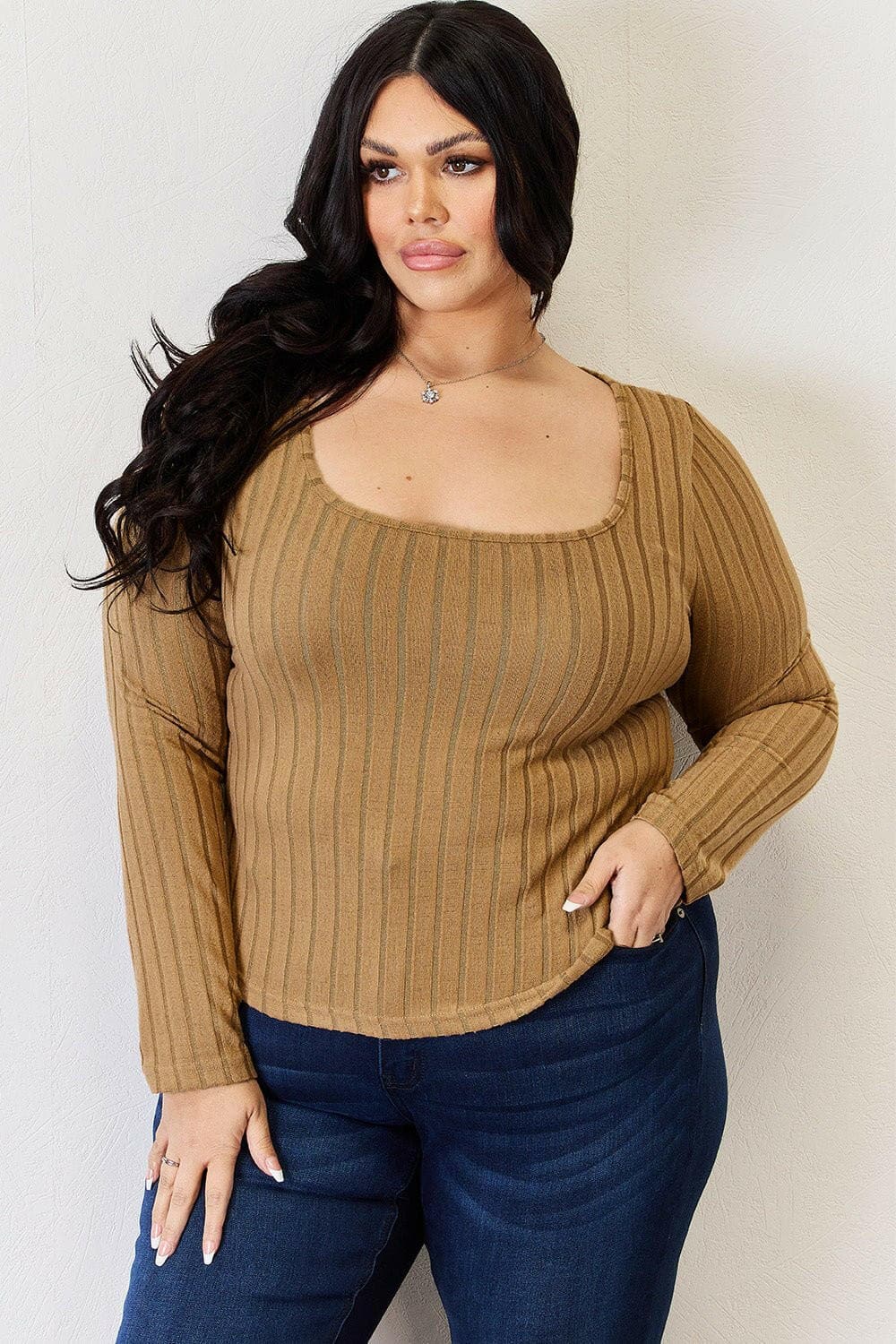 Basic Bae Full Size Ribbed Long Sleeve T-Shirt - Love Salve