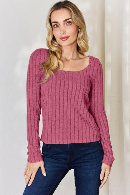 Basic Bae Full Size Ribbed Long Sleeve T-Shirt - Love Salve