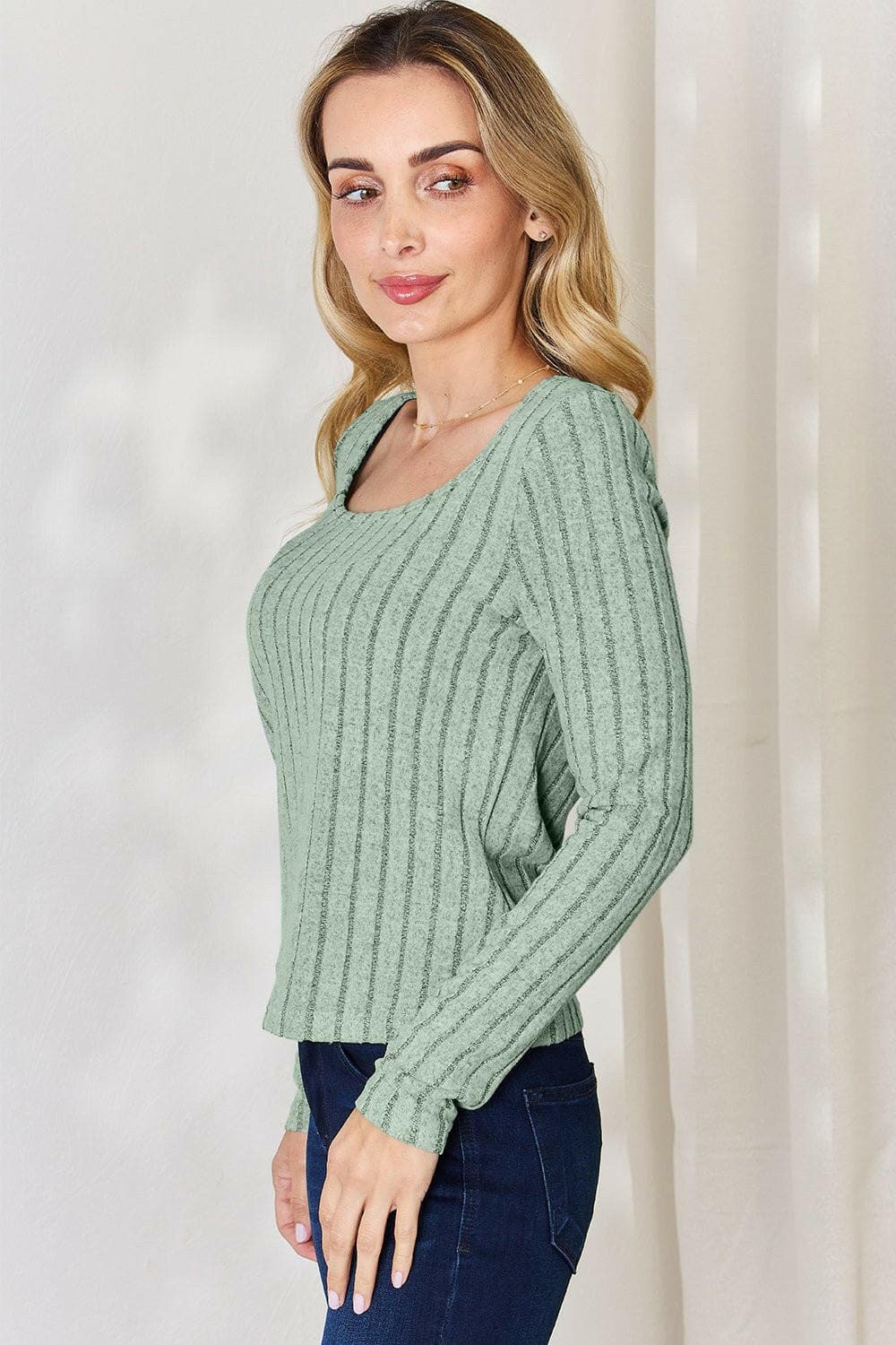 Basic Bae Full Size Ribbed Long Sleeve T-Shirt - Love Salve