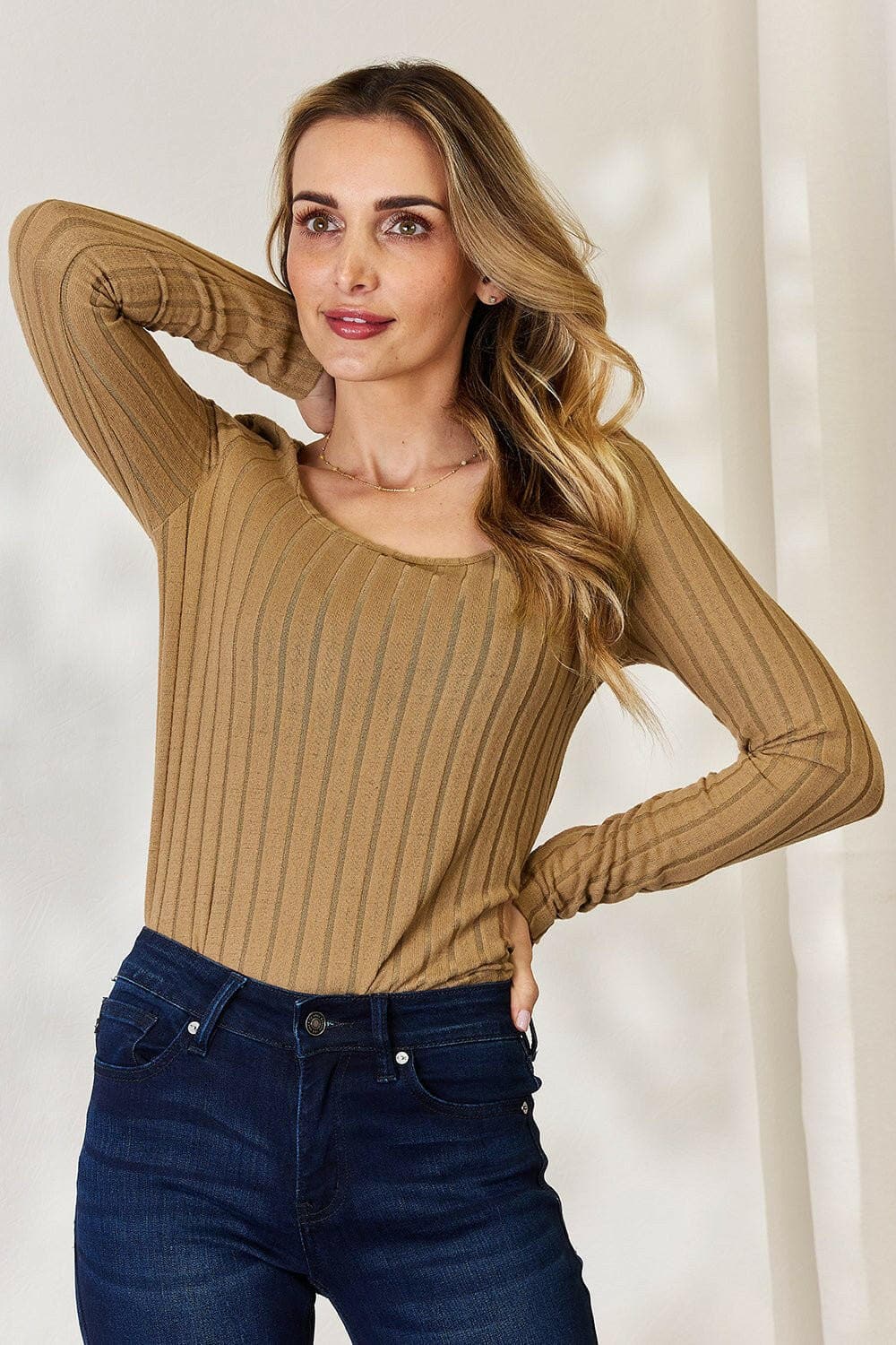 Basic Bae Full Size Ribbed Long Sleeve T-Shirt - Love Salve