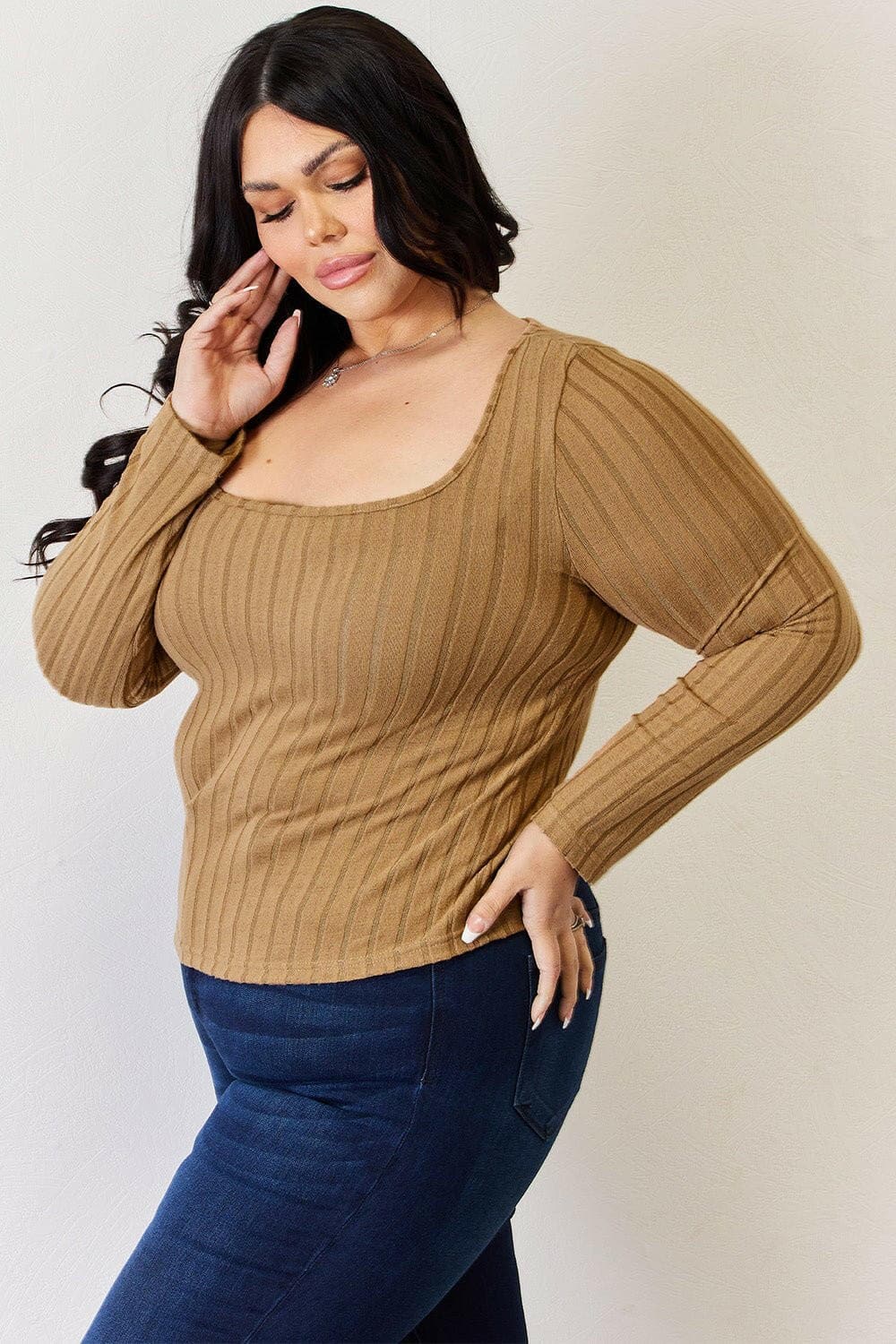 Basic Bae Full Size Ribbed Long Sleeve T-Shirt - Love Salve