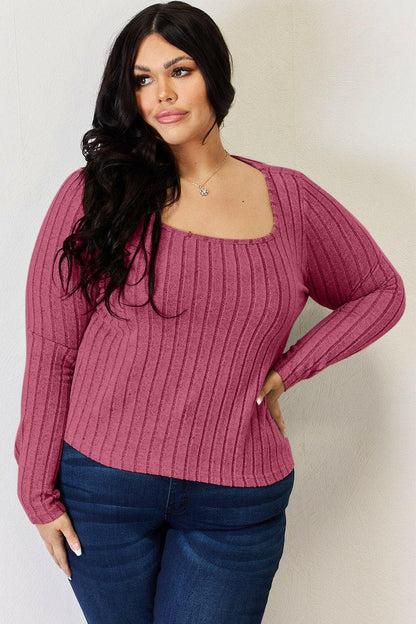 Basic Bae Full Size Ribbed Long Sleeve T-Shirt - Love Salve