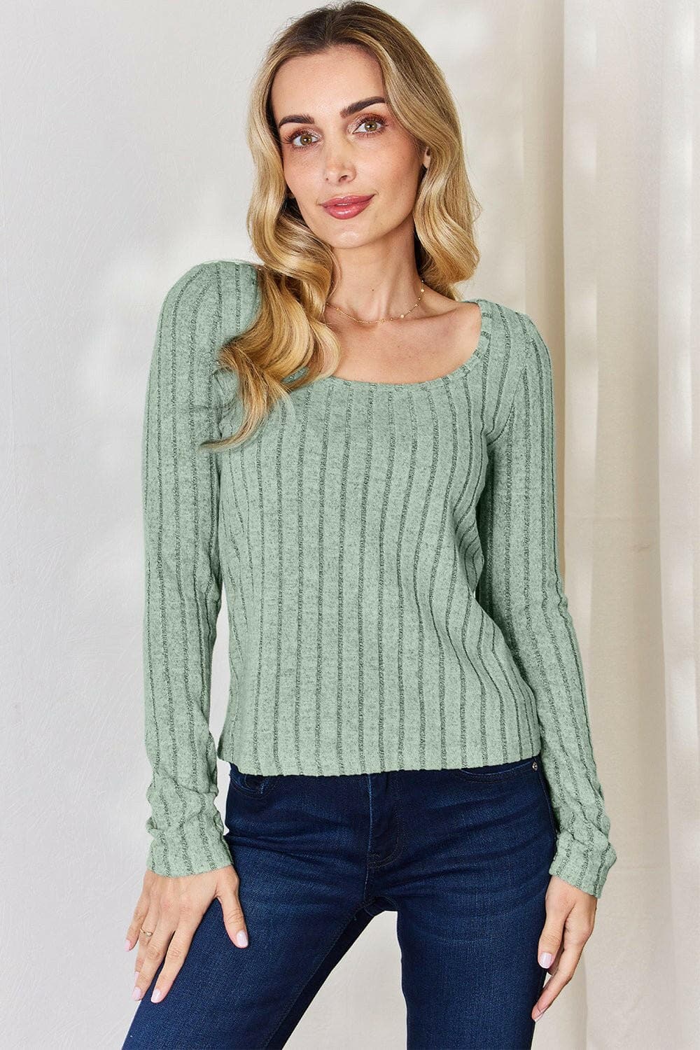 Basic Bae Full Size Ribbed Long Sleeve T-Shirt - Love Salve