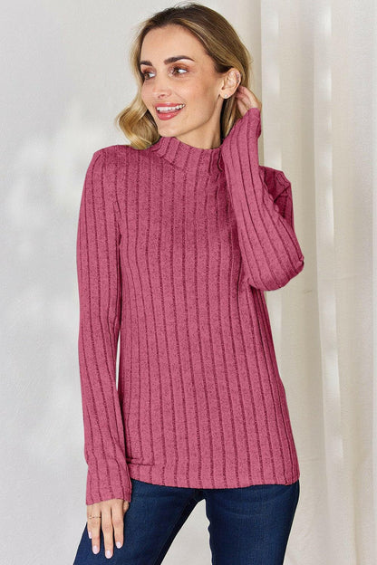 Ribbed Mock Neck Long Sleeve Tee - Chic and CozyUpgrade Your Style with Our Ribbed Mock Neck Long Sleeve Tee
 Elevate Your Look: Stand out with the stylish ribbed design that adds a touch of sophistication to any Love Salve Ribbed Mock Neck Long Sleeve Tee - ChicTIKTOK